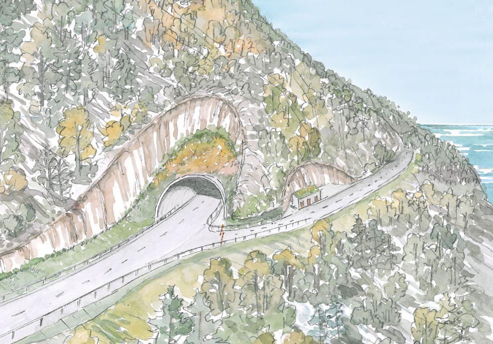 Figur 14 - Skisse av ny Byrudberga tunnel (Smaragdtunnelen) fv. 33 KILDE: SVV Aktuelle tiltak på fv.
