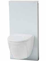 Toalettskål VVS Elegant cisterne i hvitt glass og børstet aluminium med veggskål i porselen. Med quick release-funksjonen kan setet enkelt tas av for å lette rengjøringen.