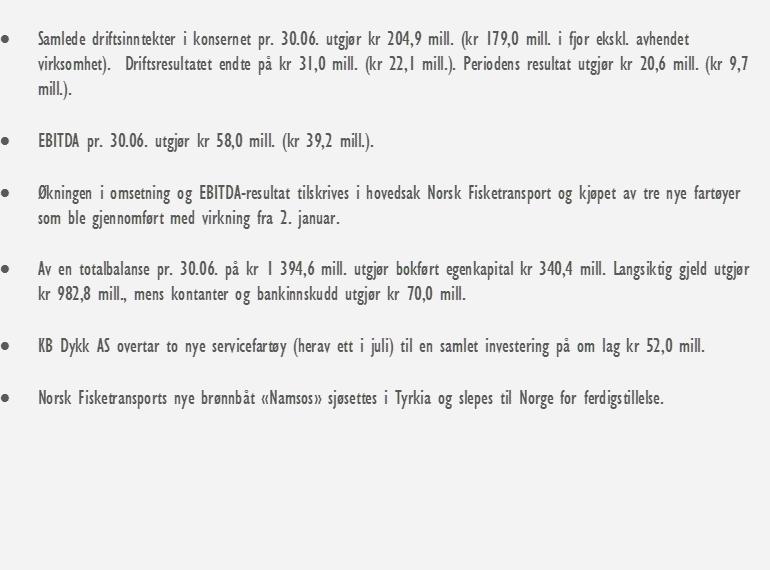 HOVEDPUNKTER 2. KVARTAL 2015 DRIFTSINNTEKTER (MNOK) EBITDA (MNOK) RESULTAT PR.