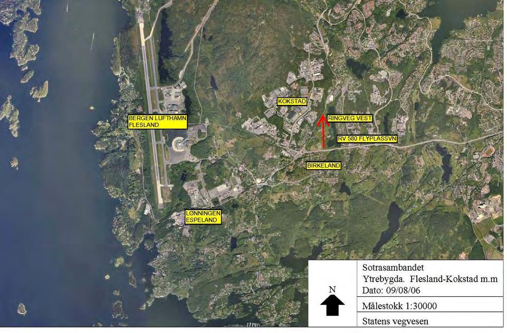 Dimensjon/skala: 100 daa trafikkområde er store element i landskapet.