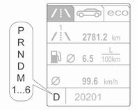 N indikerer nøytralstillingen. P indikerer parkeringsstillingen. I manuell modus vises det valgte giret i midtre display.
