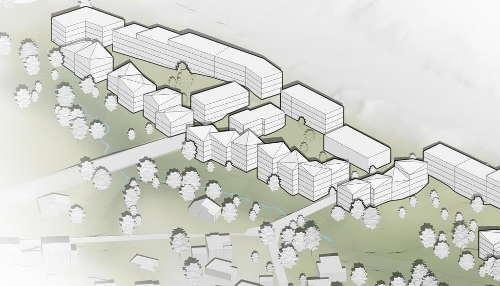 Fusdalskogen er i kommuneplanen avsatt til sentrumsformål, og i trad med dette planlegges en høy arealutnyttelse bed blandet arealformål.