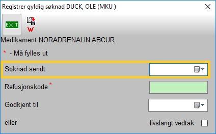 Resept på preparater tidligere omsøkt på 3a og 3b Når man lagrer resept med 3a eller 3b vises bildet nedenfor.