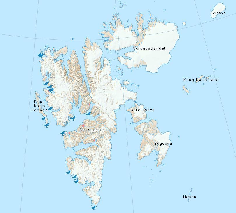 Ref.id.: KS&SMS-3-2.13.8.1-13 Prosedyre Side 11 av 13 I fuglereservatene gjelder følgende regler: Figur 8 Fuglereservater på Svalbard All trafikk, inkludert båter og fly er forbudt mellom 15.