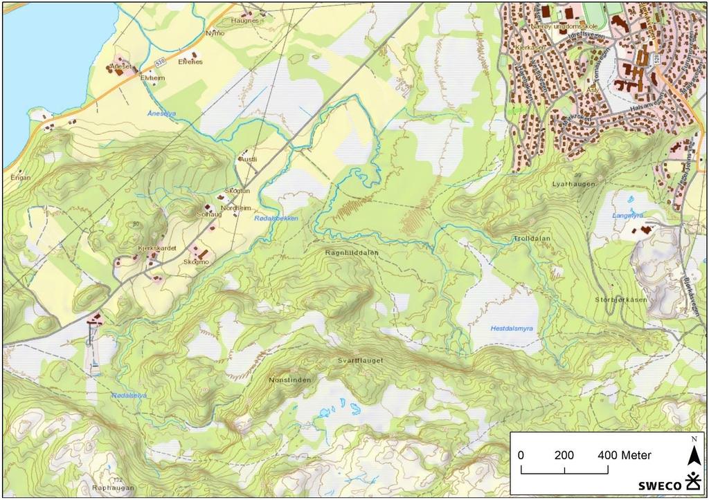 Figur 3 Kart over Åneselva og en stor