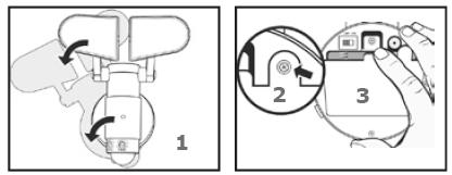 Fjern leddlampen fra bakdekselet ved å gripe på armaturet og dreie mot urviseren til fangene løsner fra bakdekselet (figur.1) Fjern skruen på batterirommet dekselet (figur. 2).