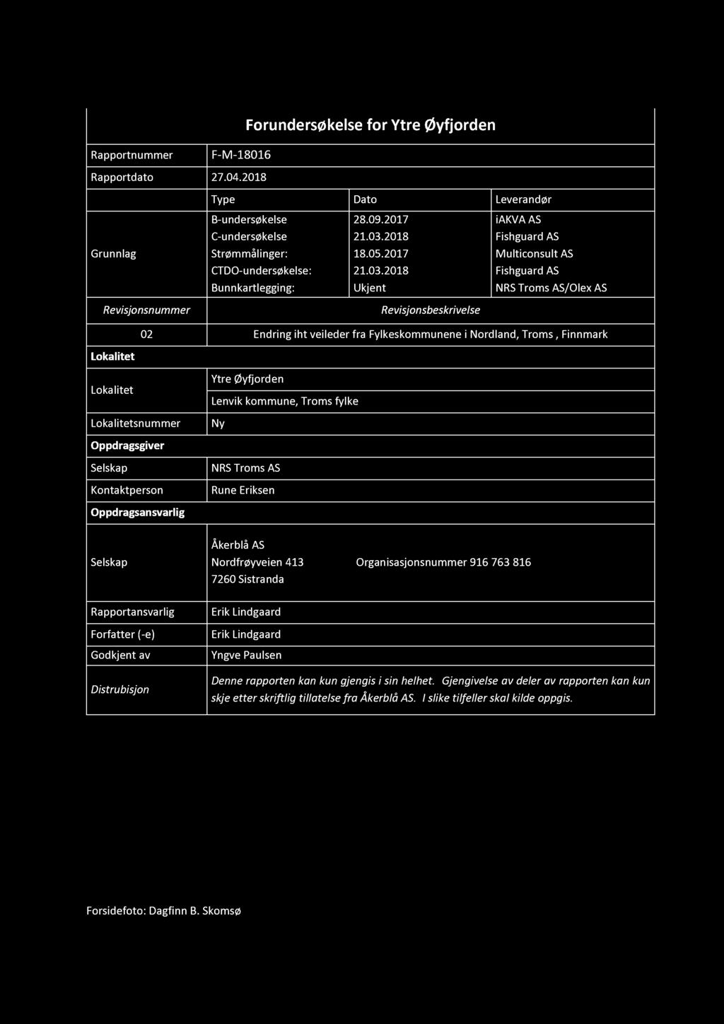 Rapportnummer F - M - 18016 Rapportdato 27. 04.