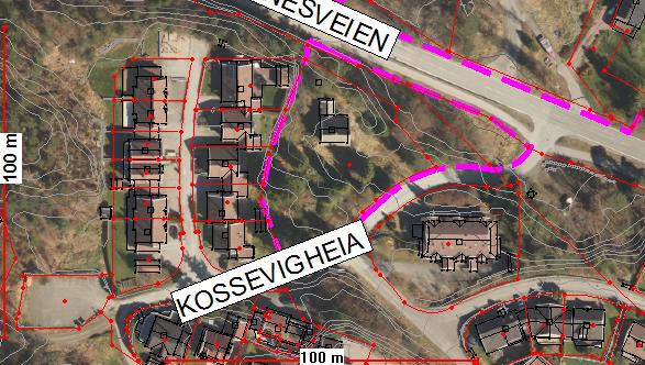 Kartutsnitt: Planområdet Kartutsnitt: Plankartet Planen legger til rette for å oppføre 5 boliger i to etasjer som kjedet bebyggelse med garasjer mellom boenhetene.