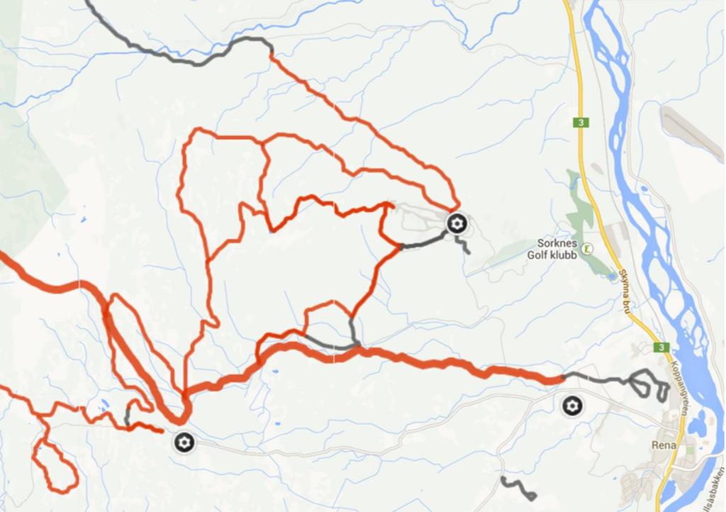 LANGRENN Hyttefeltet Digeråsen Langrennsløype helt inntil hytta Start Birkerbeinerløypa < Skramstadsetra ca 8 km Langrennsløype helt inntil hytta som går inn