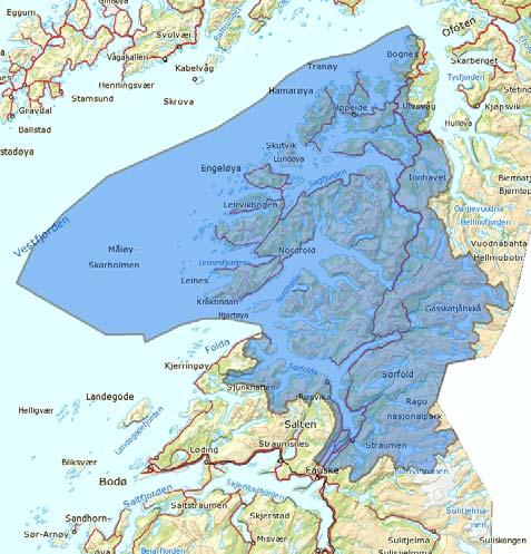Vannområdet berører kommunene Narvik, Ballangen, Lødingen, Tysfjord, Tjeldsund og Evenes samt deler av Hadsel.