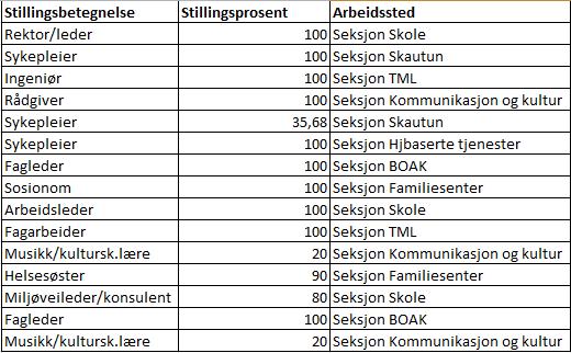 Nyansatte antall/fordeling Rekruttering Rekrutteringssituasjonen i Rakkestad kommune oppleves som tilfredsstillende innenfor de fleste tjenesteområder.