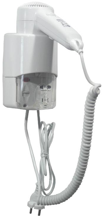 Hårføner SC0030 SC0030 SC0030CS Hvit ABS plastkapsling, med 1,5 m apparatledning og plugg, med stikk for barbermaskin
