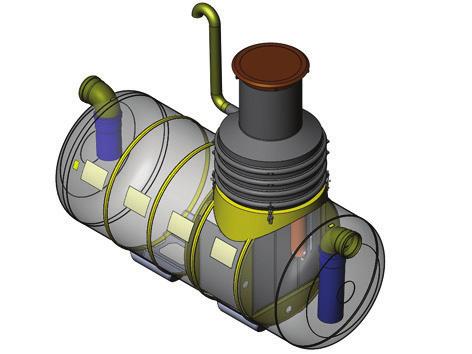 VMT-konsept Olje- og fettutskiller for industrielt avløpsvann 6.4 EuroPek Roo i GRP med koalesensfilter og alarm, uten sandfang Type Mål (L x Q x H4) Olje Ø innl. Ø utl.