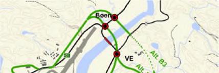Alternativene i C- og F- korridorene krysser sør for rullebanen og er planlagt etter dimensjoneringsklasse H1 og 60 km/ t skiltet