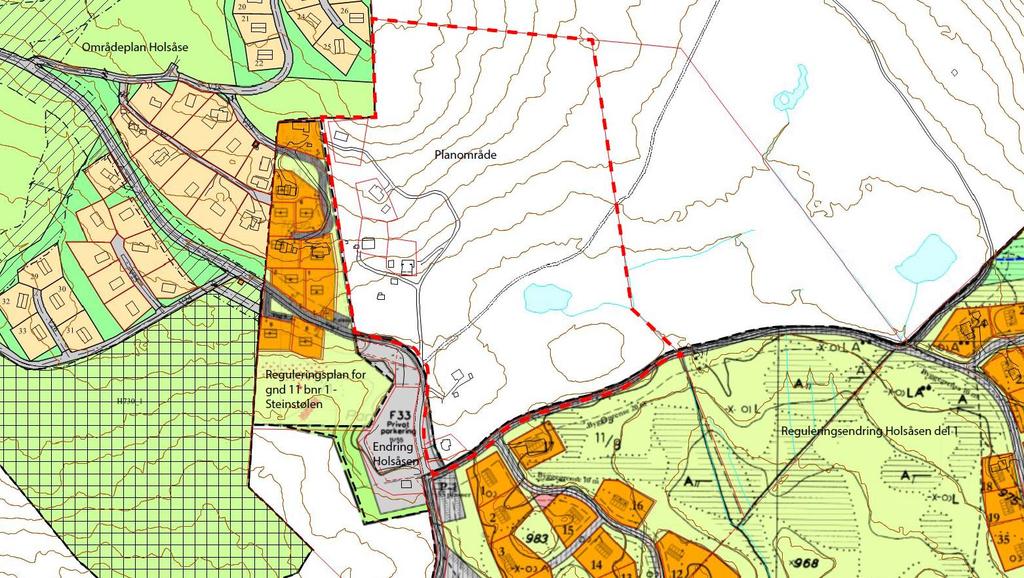 Planbeskrivelse 7 Utsnitt reguleringsplaner tilgrensende planområdet. Planområdet er vist med rød stipla strek. Utsnittet er hentet fra www.hallingkart.no. 3 PLANPROSESSEN 3.1 Historikk Det ble 13.12.