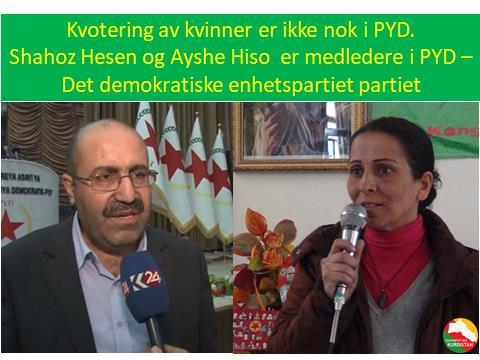 Bilde 19. PYD Det demokratiske enhetspartiet i Rojava, har innført et nytt styringsprinsipp. Ei kvinne og en mann er likestilte med-ledere.