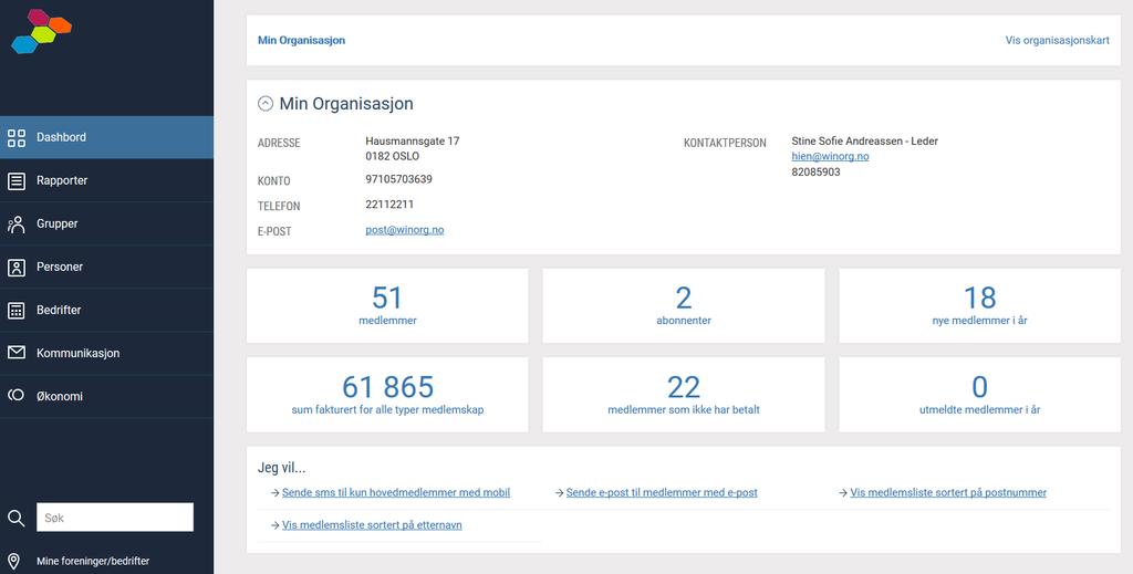 Tillitsvalgtverktøy Inneholder: Dashboard med nøkkeltall avhengig av hvem du er Medlemslister Standardrapporter Persondashboard Viktig verktøy