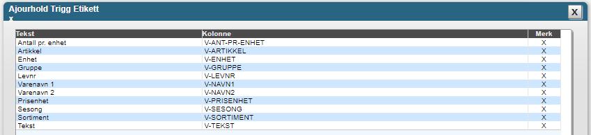 Page 14 of 17 Skrive ut en liste over varene eller etiketter Fra BD12 finnes det muligheter til vanlig listing av endringer som er nye/endringer (pris/vare), eller for også å skrive ut etiketter på