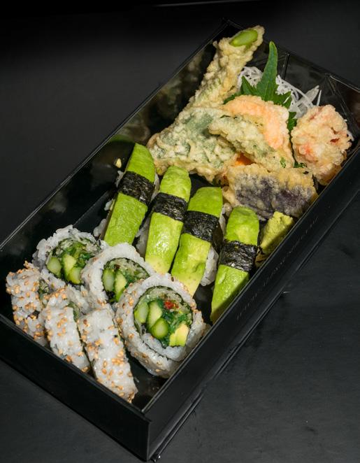 med lemongrass saus (Kan lages vegansk) Vegetarian Menu 6 pieces vegetarian maki, 4 pieces