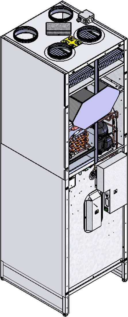 Tilkobling til varmespiral 3/4 RG 15. Varmtvannssirkulasjon 16. Friskluft 17. Avtrekk 18. Avtrekksfilter 19. Tilførselsfilter 20. Tilførselsventilator 21. Avtrekksventilator 22.