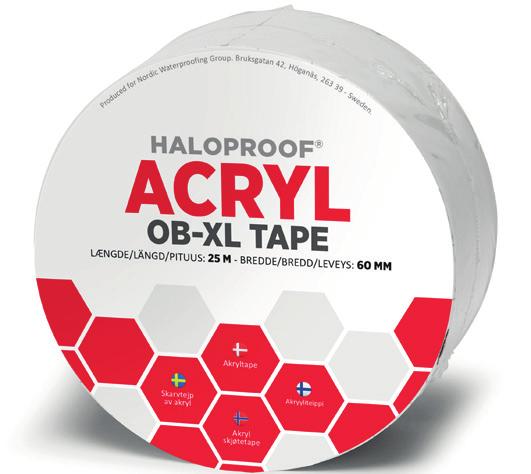 Haloproof Acryl OB-XL Tape. Haloproof Acryl DS-XL Tape. Sikre klebingen med å rulle over alle skjøter og sammenføyninger.