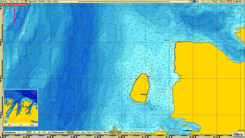 Lokalitet: Øyra 2 Materiale og metode 2.1 Område og prøvestasjoner Oppdrettslokaliteten Øyra Lokaliteten ligger sør-øst for Mårøya i Laksefjorden, Lebesby kommune, Finnmark.