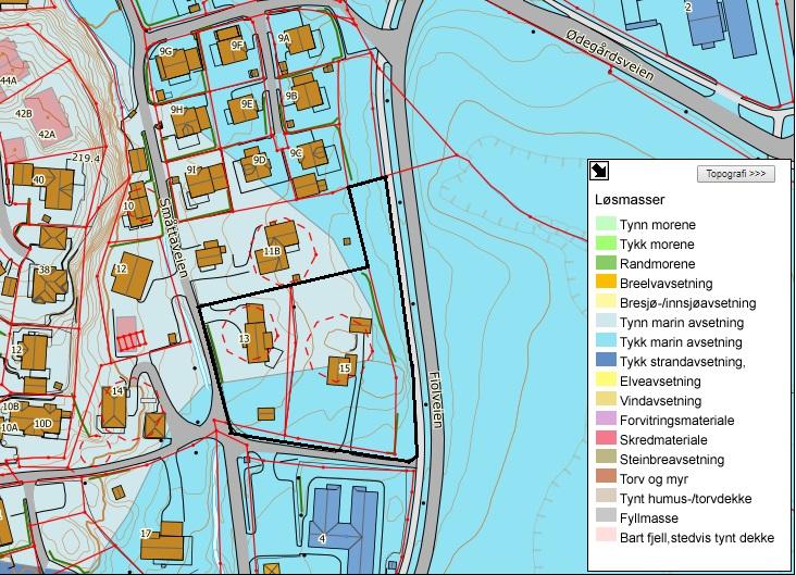 Norconsult AS utførte vurdering av områdestabiliteten i februar 2018. Konklusjonen i rapporten er at det planlagte byggeområdet ligger i et område med tynn hav-/strandavsetning.