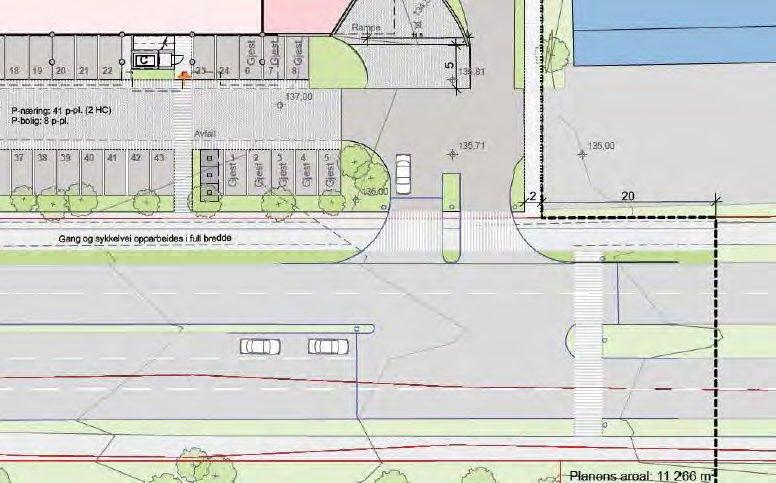 9 5.2 Kjøreadkomst Planområdet vil ha to adkomster. Hovedadkomst vil være fra nytt kryss i Byåsvegen, se figur 4. Det nye krysset vil også betjene trafikk til og fra Byåsveien 158.