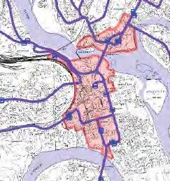 2.2 Bymessige sammenhenger 2.2.1 Avgrensning av tettsted Figur 2-4:Senteravgrensning for Hønefoss regionsenter. Kilde Fylkesdelplan for handel, service og senterstruktur i Buskerud (2003).