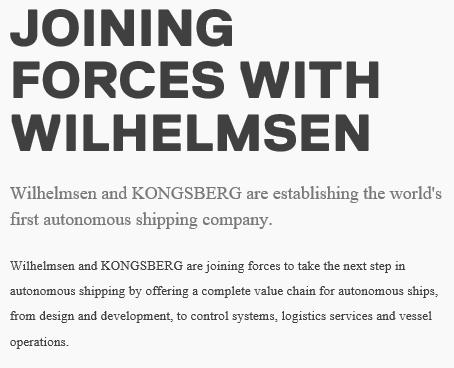 Kongsberg og Wilhelmsen danner verdens første autonome