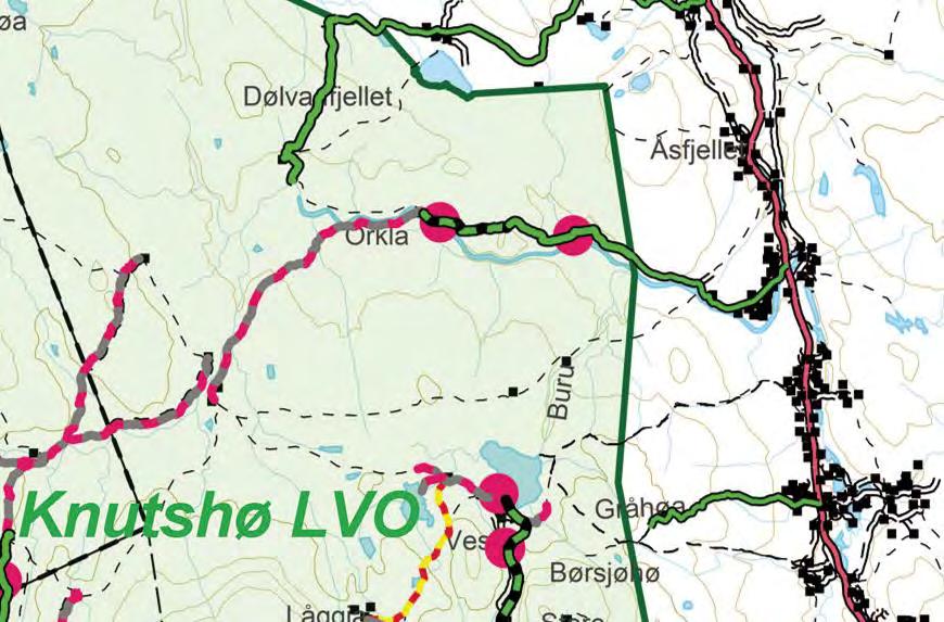 Kart 1: Utsnitt fra kartvedlegg 2 i Forvaltningsplan for verneområdene på Dovrefjell. Prinsippene i naturmangfoldloven 8-12, jf.