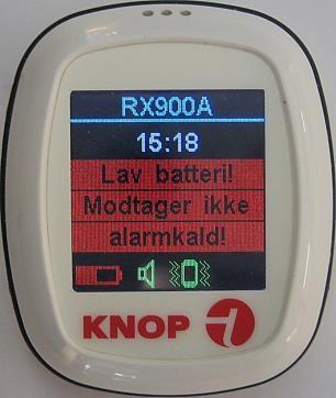 Batteri alarm RX900A Når batteri symbolet skifter farge fra grønn til gul, skal RX900A snart lades.