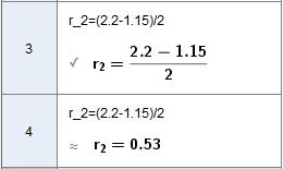 e) Finn høyden når volumet er 1,0 liter. Jeg finner skjæringspunktene mellom linjen y 1 og grafen ved kommandoen «Skjæring mellom to objekt».