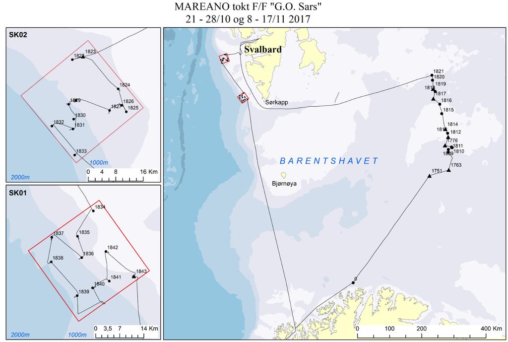 Toktets andre del; Svalbard vest: Total tokttid: 10 døgn. Effektiv tidsbruk til datainnsamling: 4 døgn. Transit til/fra feltområdene: 2 døgn. Dårlig vær (stans i arbeidet): 4 døgn.