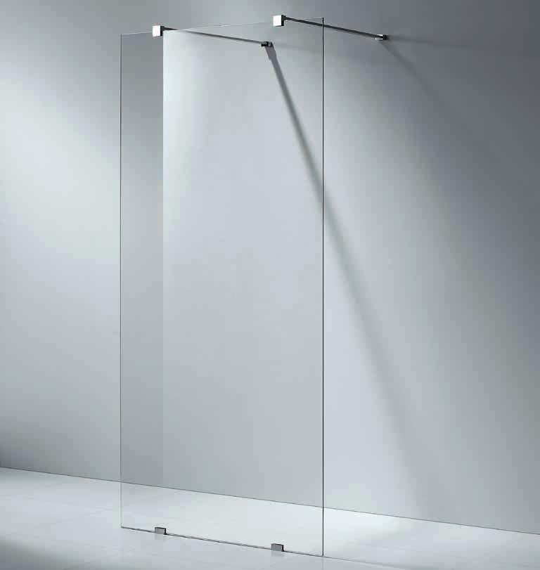 34 DUSJVEGGER ART DUSJVEGG Designdusj med 8 mm herdet glass! Lekker frittstående dusjvegg med veggfester og gulvbeslag i krom.