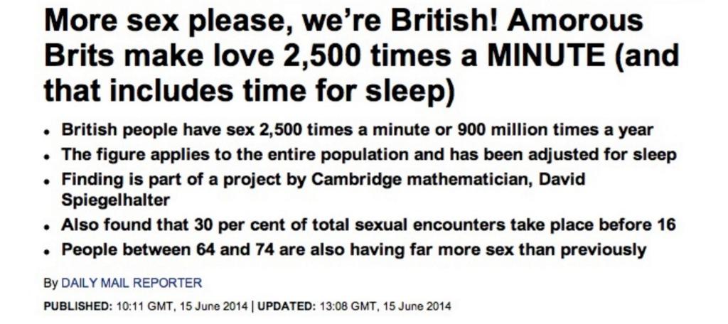 8 Betinget sannsynliget Sunday Times skrev more people are having sex in