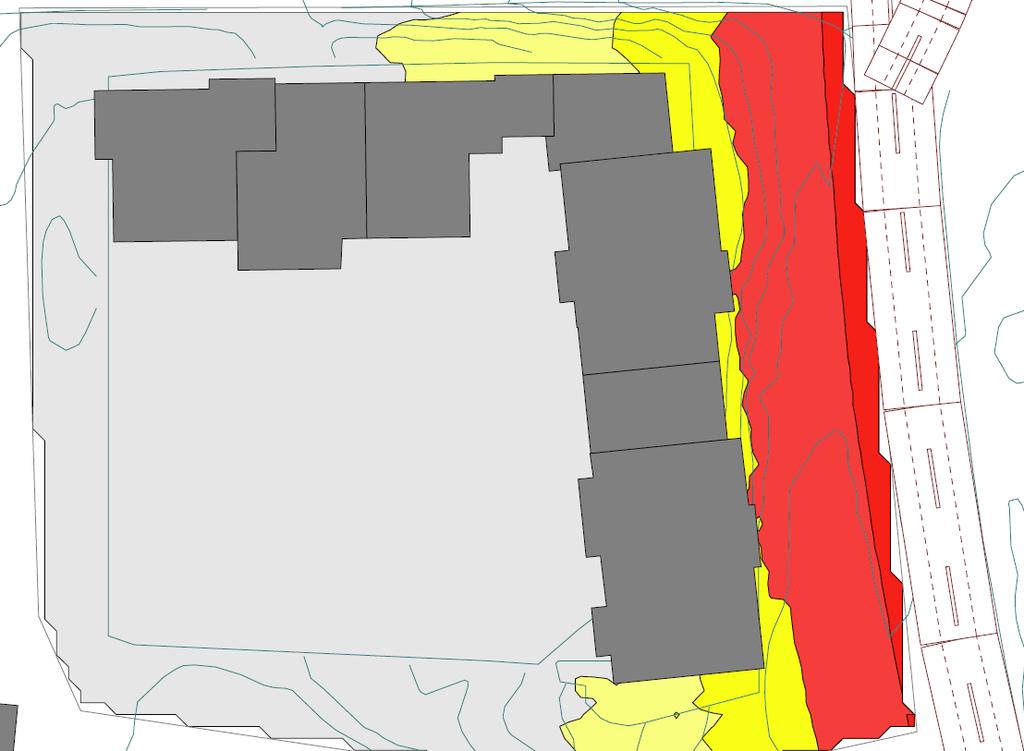 4.3 Støynivå på utendørs oppholdsareal Som vist i Figur 5 ligger planområdet utenfor gul sone for jernbanestøy. Det er dermed ikke nødvendig å vurdere støynivå på utendørs oppholdsareal fra jernbane.