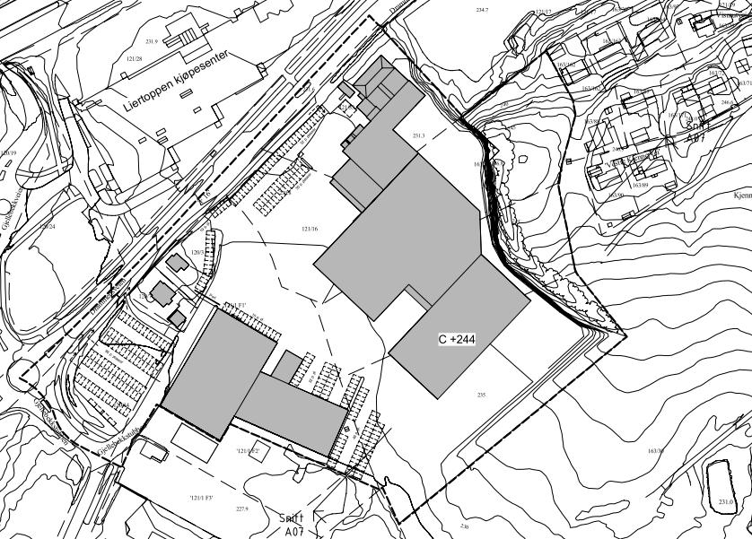 Det er planlagt en utvidelse av bygningsmassen som vist i Figur 2.