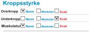 De som har den nederste stolpegraf for ren muskelmasse innenfor normalt nivå er ansett som normal.