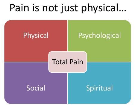 Pain in palliative care Total pain (Ref Cicely Saunders) Smerte - behandling Generelle behandlingsprinsipper Helhetlig vurdering av pasientens