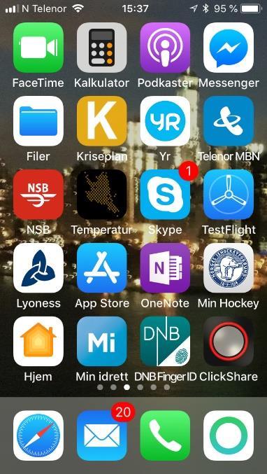 Min Hockey App som finnes i Appstore og