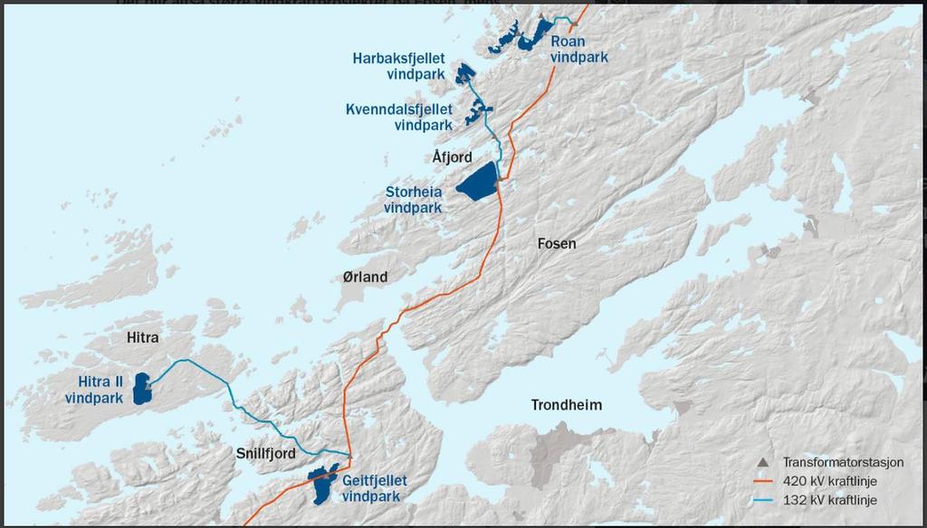 Ny «motorvei» og nye «fylkesveier» kommer Utvidelse med 132kV anlegg Fillan transformatorstasjon 40 km ny 132kV linje Snilldal Fillan Nytt132kV anlegg Snilldal