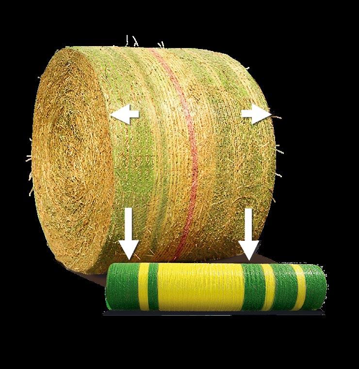 Beskyttelse: Takket være kant-til-kant teknologi, dekker nettet hele bredden av ballen for bedre beskyttelse av avlingen. Dine rundballer motstår vær, lagring og transport bedre.