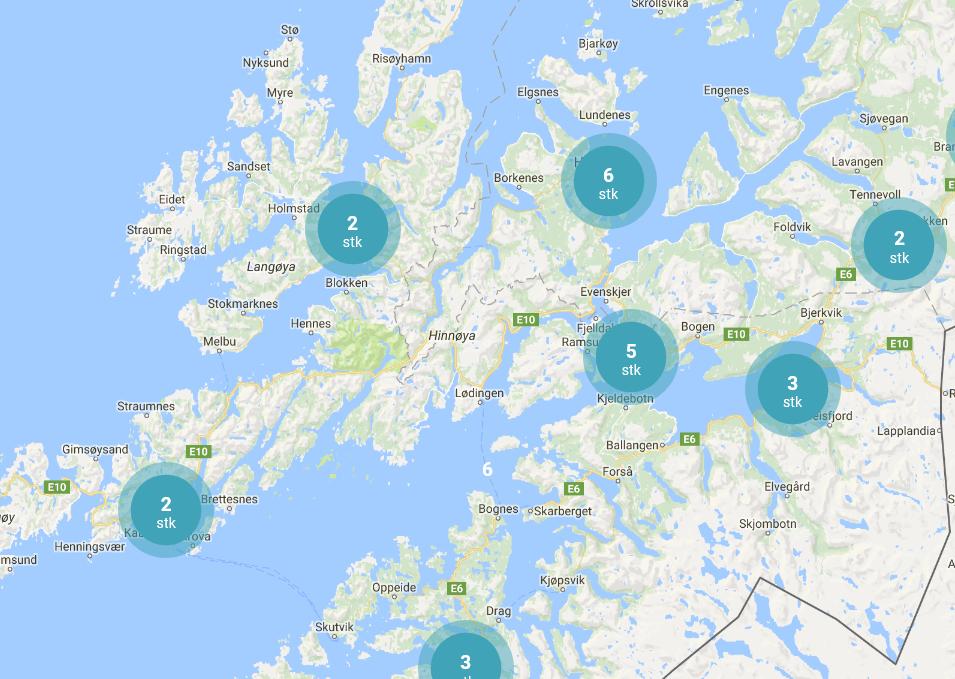 Side 2 av 7 Figur 1: Dagens situasjon-oversikt over hurtiglading stasjoner. Det er nå over 500 hurtigladestasjoner i Norge som drives av ulike operatører.