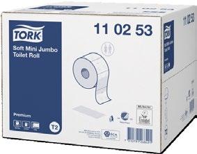 Tork Mini Jumbo Toalettrull, T2 Dispensere Stor kapasitet, lett å vedlikeholde Resterullfunksjon, hele