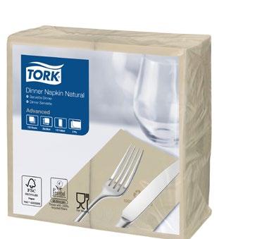 innerforpakning Stk/Eske Tork Myk Middagsserviett Advanced 3 /8 39 39 00 2 00 (200) Tork Middagsservietter 2-lags /8-fold, Natur