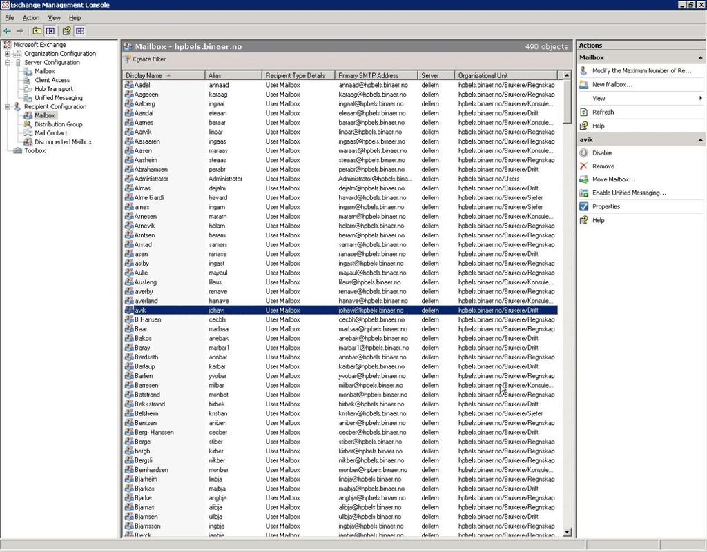 Resultater Oppsett En tjener hos Kreativ Strek med Windows Server 2003 og Exchange Server 2007 testoppsett installert.