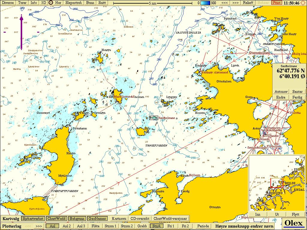 Figur 2.1.2 Topografisk kart (nordlig orientering) med avmerking av lokaliteten. Kartdatum WGS84 Tabell 2.1.1 Koordinater prøvetakingspunkter, kartdatum WGS84 Stasjon 1 2 3 4 5 Posisjon 63 o 47.