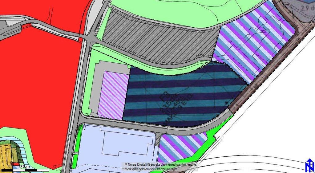 3. Planstatus og rammebetingelser 3.1 Overordnede planer Planområdet ligger innenfor Reguleringsplan for eiendommen Røstad, gnr.274 bnr.1 m.fl. del 1+2.