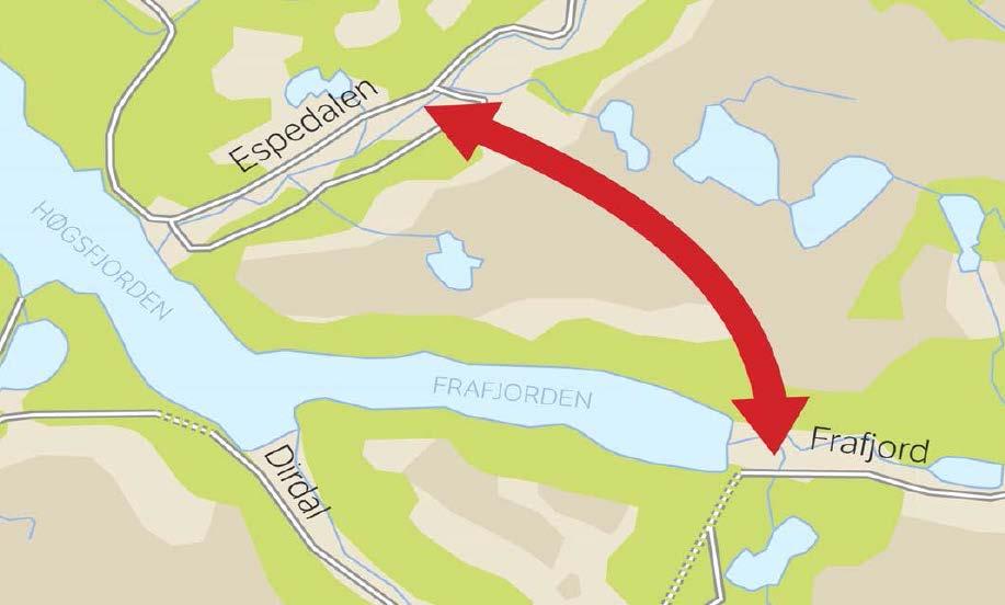 1. Innledning 1.1 Formål med planarbeidet Formålet med planarbeidet er å legge til rette for en ny forbindelse mellom Espedal og Frafjord via tunnel under Frafjordheiene.